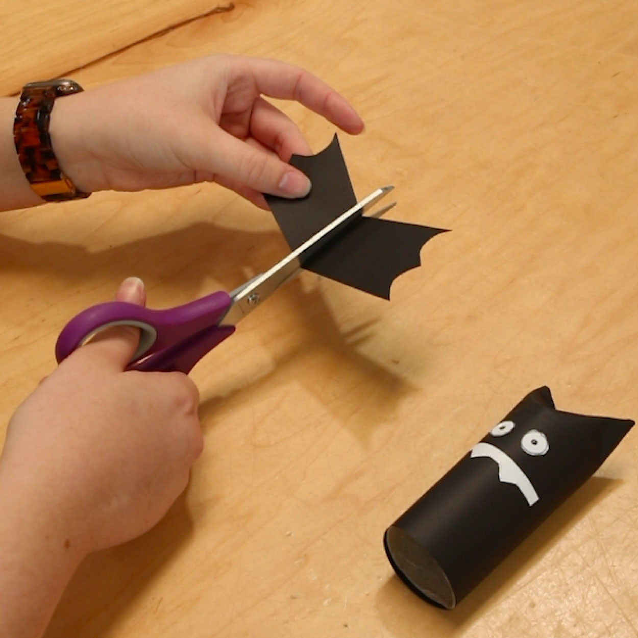 Bat wings added to the paper towel roll