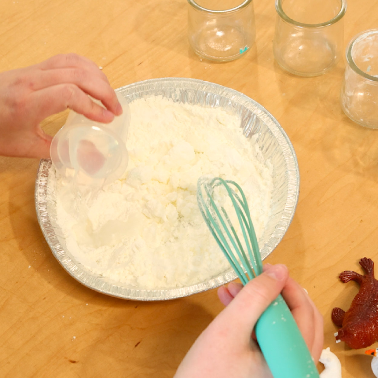 Add water to dry ingredients