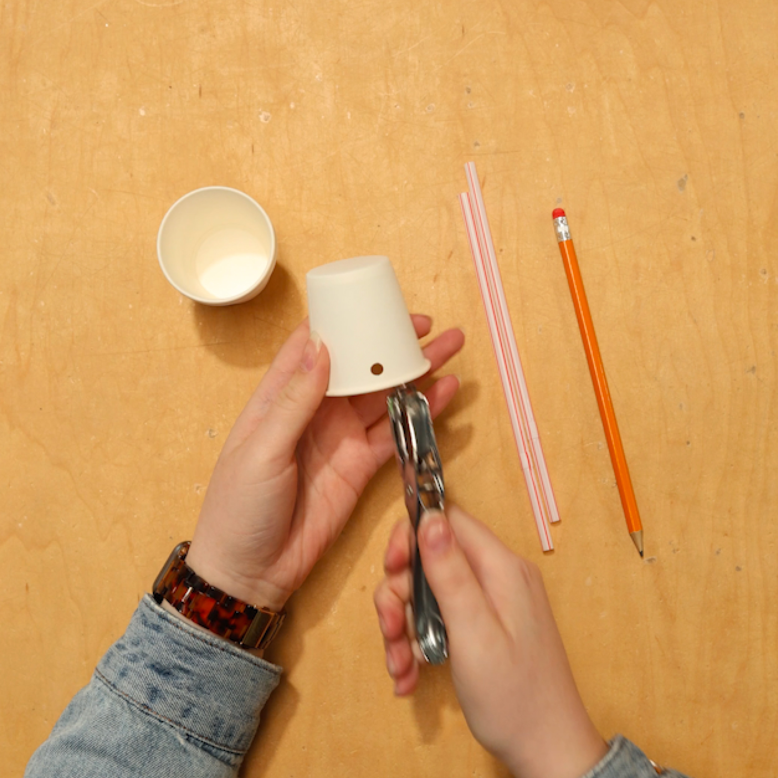 Put 4 hole punches in one cup