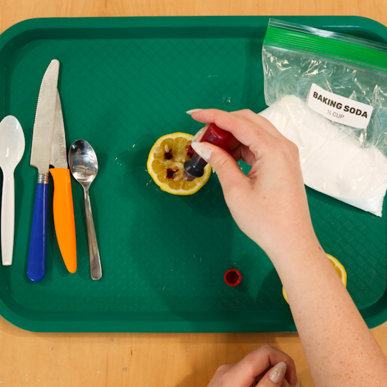 Add drops of food coloring