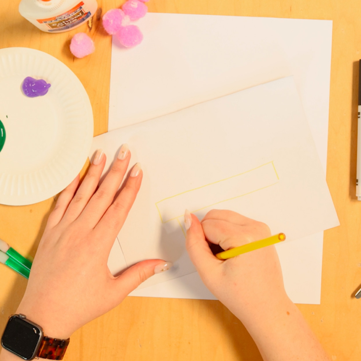 Draw a flower pot shape