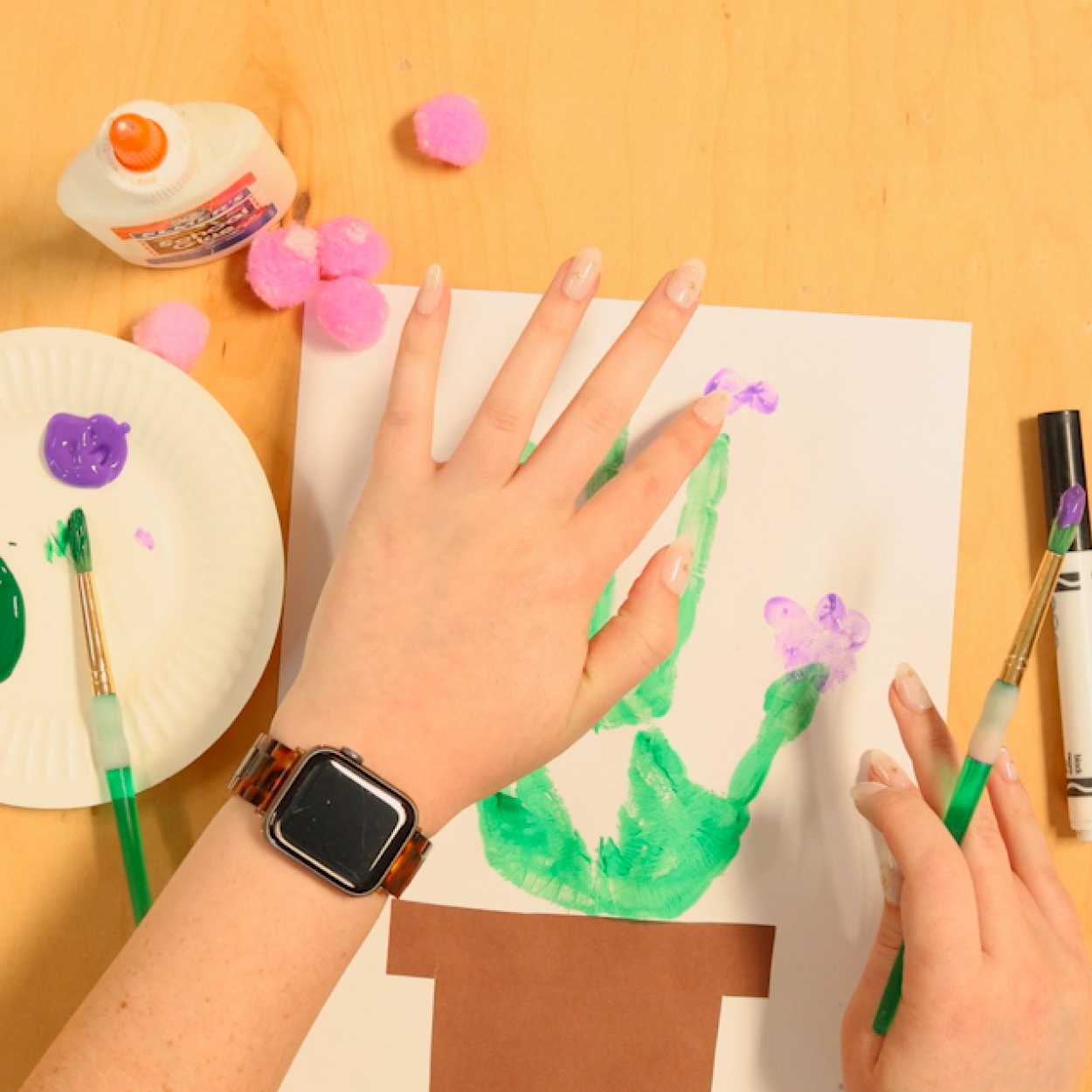 Paint your fingertips for petals